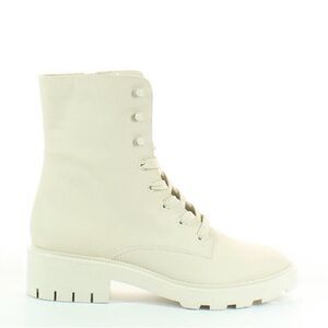 Chic Cream Lace-Up Combat Boots